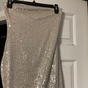 Strapless Gold Sequin Mini Dress